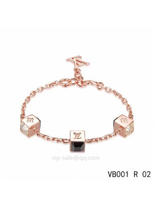 Louis Vuitton Gamble Bracelet with three glamorous dice pattern and black strass-encrusted in pink gold