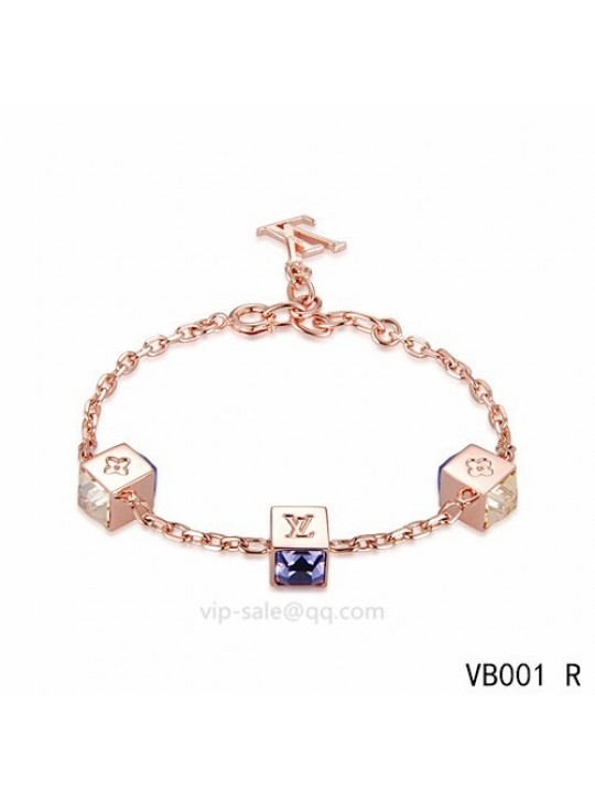 Louis Vuitton Gamble Bracelet with three glamorous dice pattern and purple strass-encrusted in pink gold