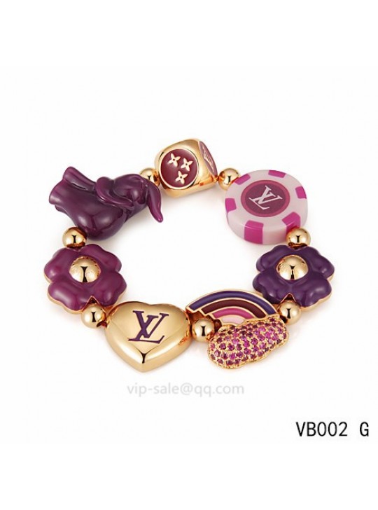 Louis Vuitton heart Bracelet with dice pattern in the yellow gold