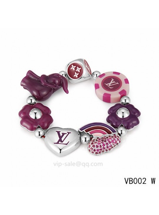 Louis Vuitton heart Bracelet with dice pattern in the white gold