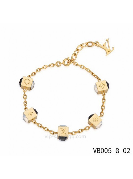 Louis Vuitton Gamble Bracelet with five glamorous dice pattern and black strass-encrusted in yellow gold
