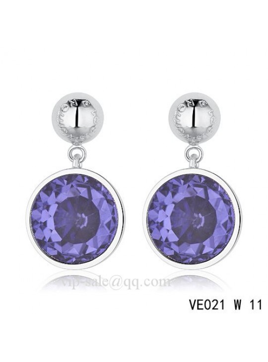 Louis Vuitton blue crystal earrings in white