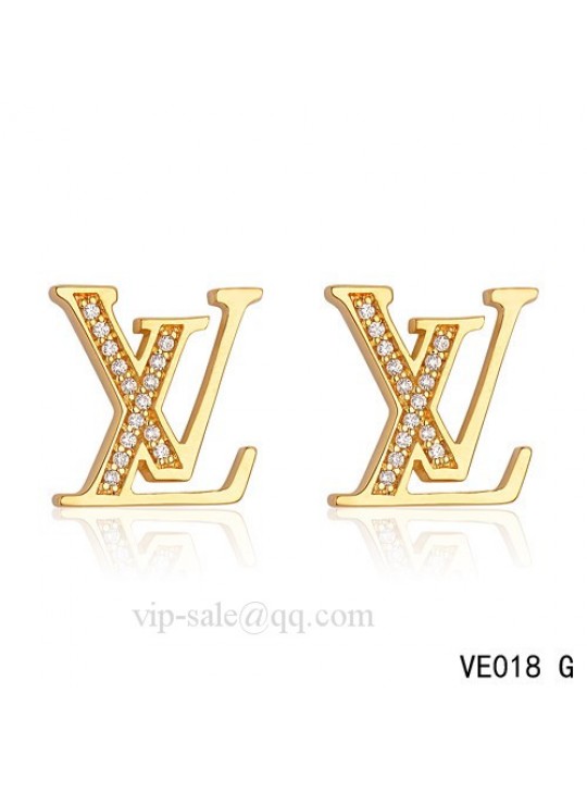 Louis Vuitton " LV " logo earrings in yellow with diamonds