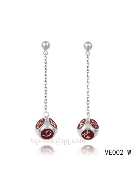 Louis Vuitton globular long earrings in white