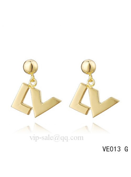 Louis Vuitton " LV " logo hang earrings in yellow