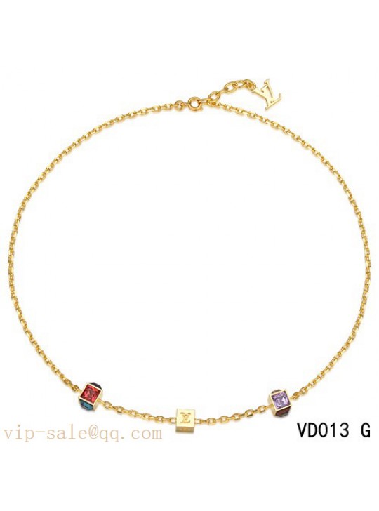 Louis Vuitton yellow gold plated collier gamble chain necklace