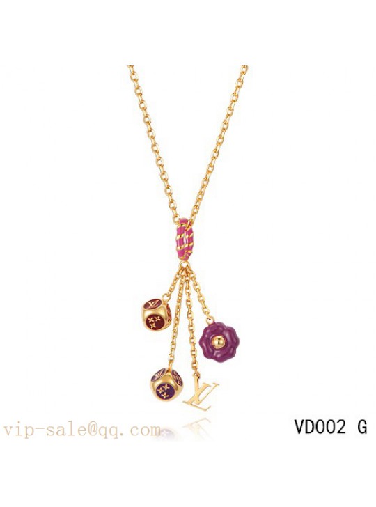 Louis Vuitton Dice Flower Motif Brass Choker Necklace in yellow gold