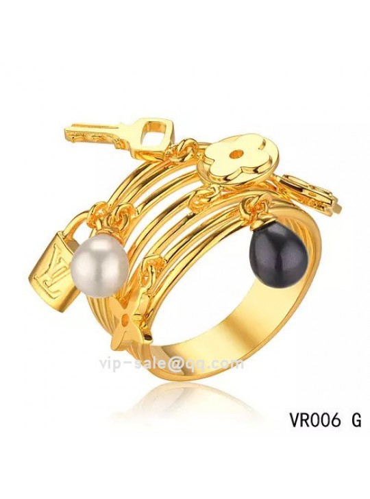 Louis Vuitton Monogram ring in yellow gold with pearls