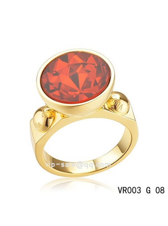 Louis Vuitton inclusion art deco Ring in gold with red SWAROVSKI crystals