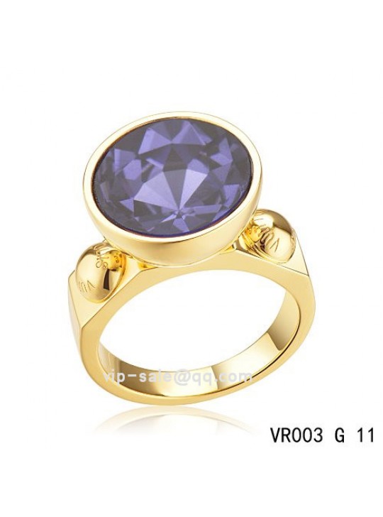 Louis Vuitton inclusion art deco Ring in gold with purple SWAROVSKI crystals