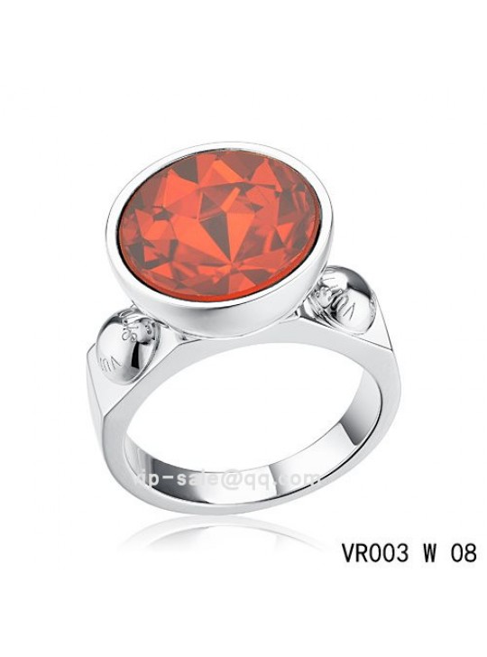 Louis Vuitton inclusion art deco Ring in white gold with red SWAROVSKI crystals