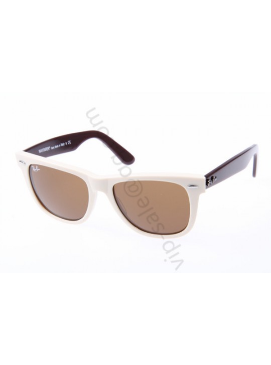 Ray Ban Wayfarer RB2140 54-18 Sunglasses in White mix Coffee 965