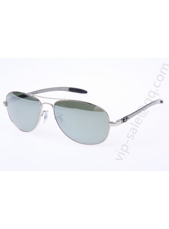 Ray Ban RB8301 Aviator Carbon Fiber Tech Sunglasses in Silver Mirror