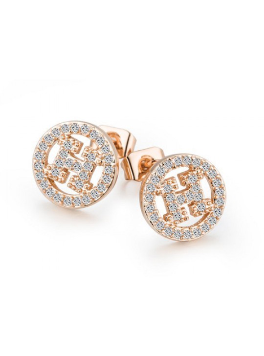 Hermes H Hollow with diamond in pink gold earrings replica