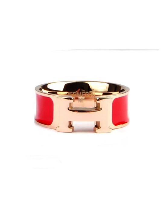 Hermes Clic H Ring in 18kt Pink Gold with Red Enamel wholesale