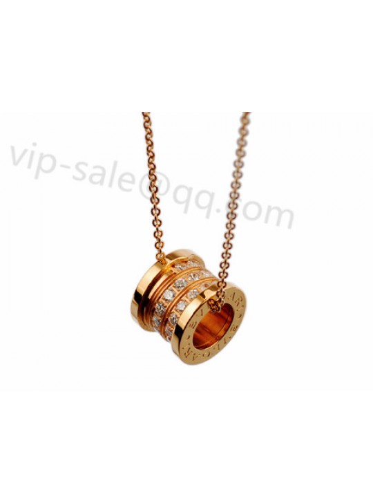Bvlgari B.zero1 Pendant Necklace in 18kt Pink Gold with Pave Diamonds