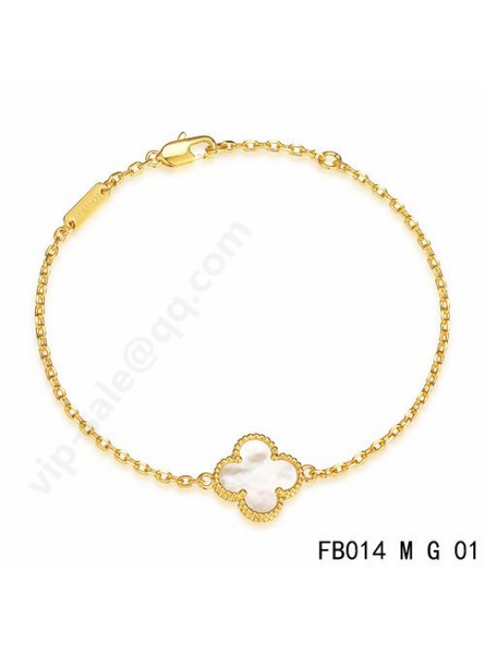 Van Cleef & Arpels Sweet Alhambra bracelet in yellow gold with white mother-of-pearl