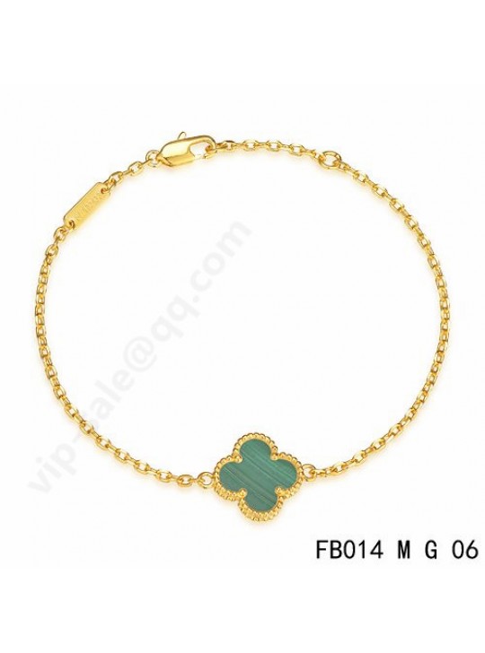 Van Cleef & Arpels Sweet Alhambra bracelet in yellow gold with malachite