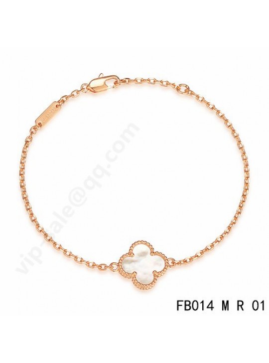 Van Cleef & Arpels Sweet Alhambra bracelet in pink gold with white mother-of-pearl