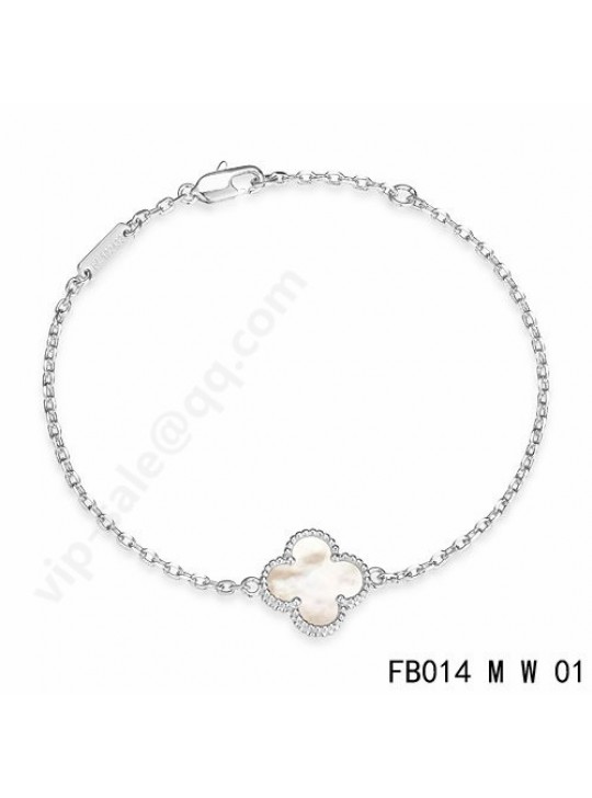 Van Cleef & Arpels Sweet Alhambra bracelet in white gold with white mother-of-pearl