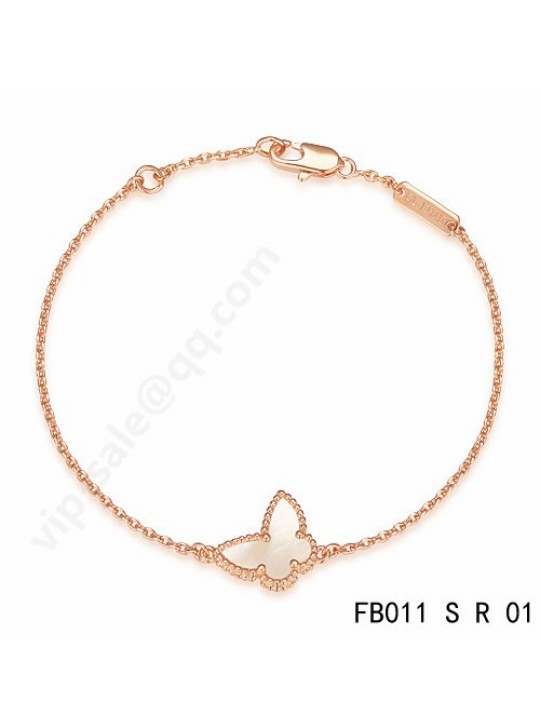 Van Cleef & Arpels Sweet Alhambra Butterfly bracelet in pink gold with mother-of-pearl
