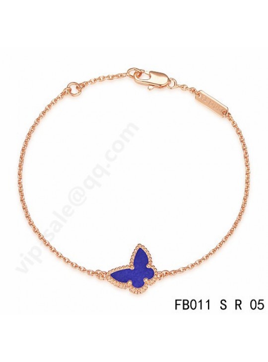 Van Cleef & Arpels Sweet Alhambra Butterfly bracelet in pink gold with lapis lazuli