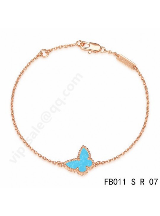 Van Cleef & Arpels Sweet Alhambra Butterfly bracelet in pink gold with Turquoise