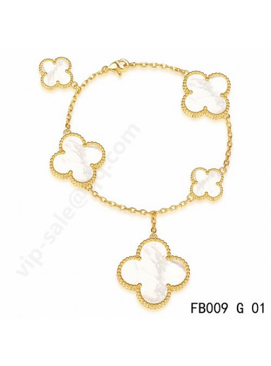 Van Cleef & Arpels Magic Alhambra bracelet in yellow gold with mother-of-pearl