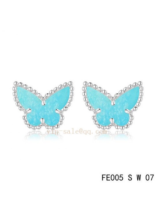 Van Cleef & Arpels Butterflies earrings  in white gold with Turquoise