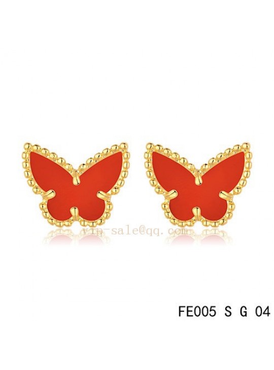 Van Cleef & Arpels Butterflies earrings in yellow gold with Carnelian
