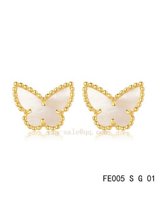 Van Cleef & Arpels Butterflies earrings in yellow gold with White mother of pearl
