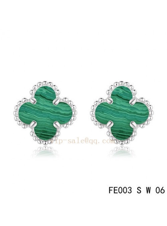 Van Cleef & Arpels Clover earrings in white gold with Malachite