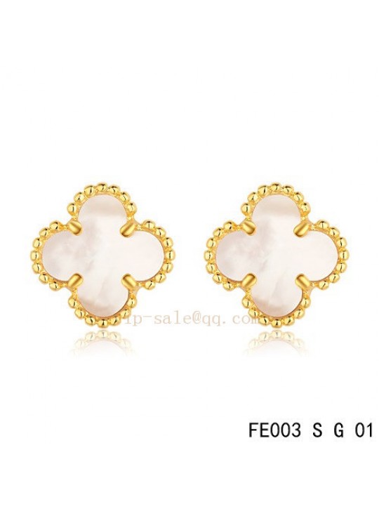 Van Cleef & Arpels Clover earrings in yellow gold with White mother of pearl