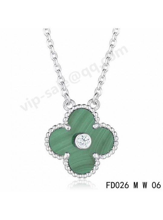 Van cleef & arpels Vintage Alhambra pendant in white gold with Malachite and Diamond