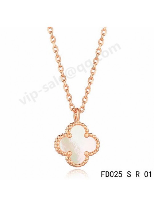 Van cleef & arpels Vintage Alhambra pendant in pink gold with white Mother-of-pearl