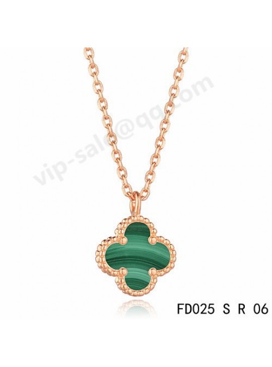 Van cleef & arpels Magic Alhambra necklace in pink gold with Malachite