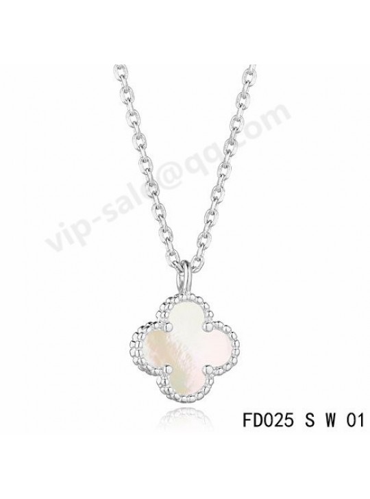 Van cleef & arpels Vintage Alhambra pendant in white gold with white Mother-of-pearl