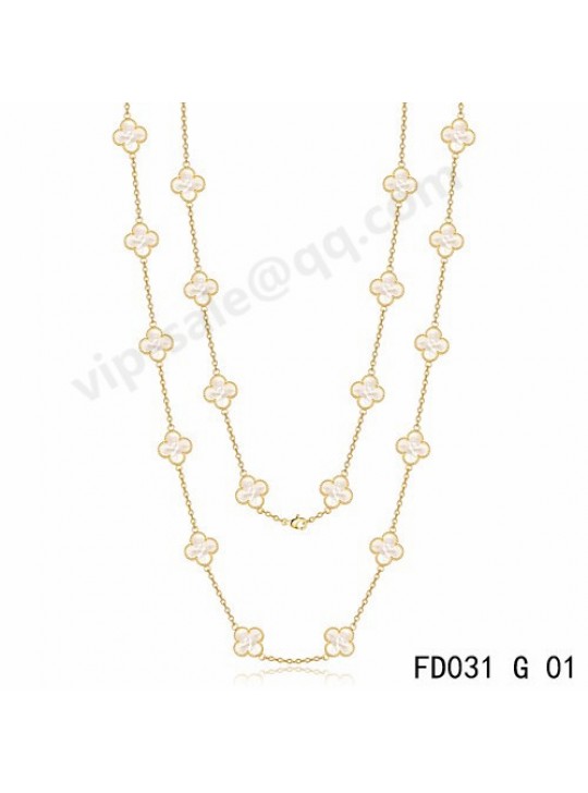 Van cleef & arpels Vintage Alhambra long necklace in yellow gold with white mother-of-pearl