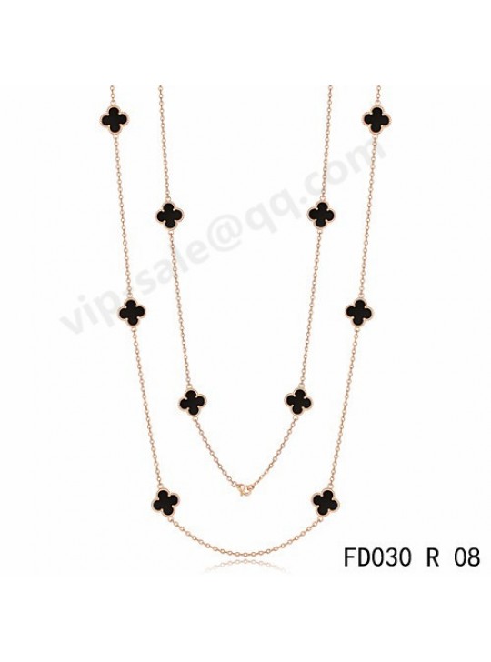 Van cleef & arpels Vintage Alhambra necklace in yellow gold with Onyx
