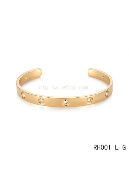 Open Cartier Love Bracelet in yellow gold with diamonds