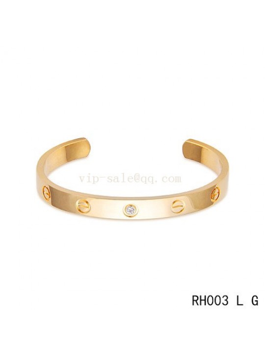 Open Cartier Love Bracelet in yellow gold with 1 diamond