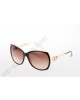 Cartier large black-white frame sunglasses,with gold colored lionhead and gold beads on black-white temples,gradient brown lenses-CAO733s