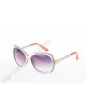 Cartier large white,blue and light brown frame sunglasses,with gold colored lionhead and silver beads on red temples,gradient purple lenses-CAO733s