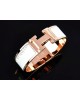 Hermes Clic H Wide Bracelet, White Enamel, 18kt Pink Gold