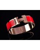 Hermes Clic H Wide Bracelet, Red Enamel, 18kt Pink Gold Hardware