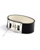 Hermes Bracelet with Silver Hardware and Black Leather