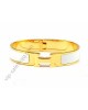 Hermes Clic H narrow bracelet, White Enamel, Gold Plated