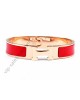 Hermes Clic H narrow bracelet, Red Enamel, in 18kt Pink Gold