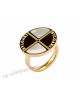 Bvlgari Round Ring in 18KT Yellow Gold with Mother of Pearl and pave Diamonds