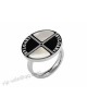Bvlgari Round Ring in 18KT White Gold with Mother of Pearl and Pave Diamonds